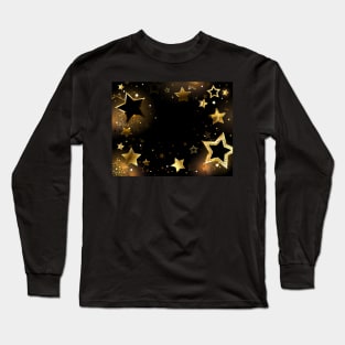 Black background with gold stars Long Sleeve T-Shirt